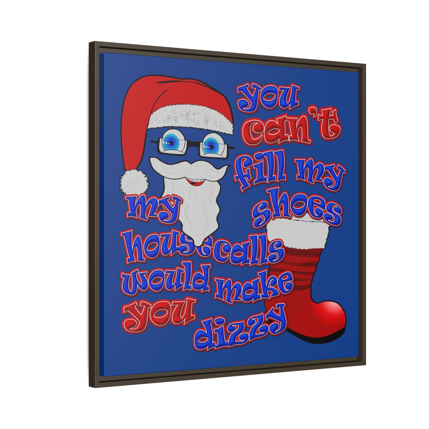 santa's shoes - framed canvas art (dark blue)