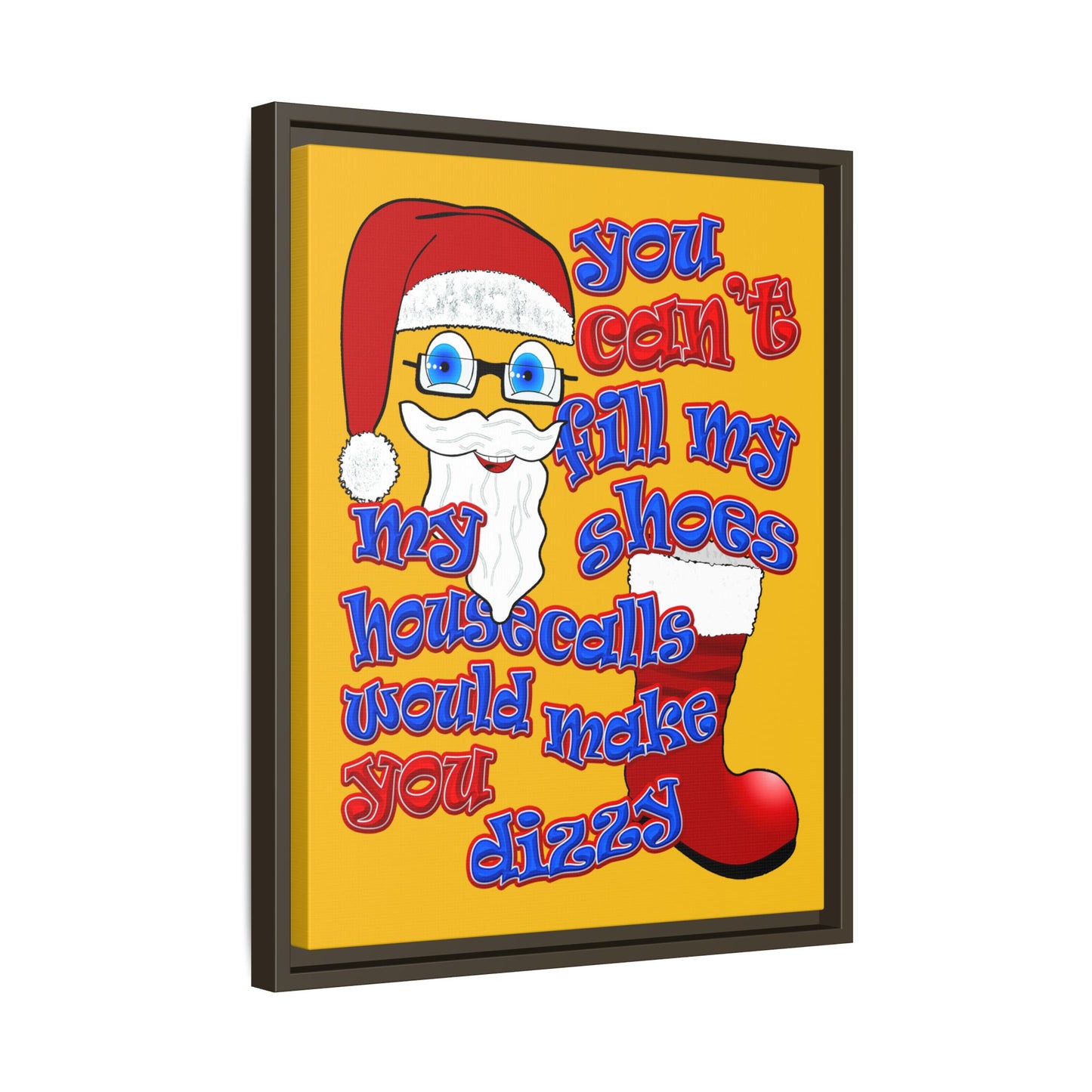 santa's shoes - framed canvas art (yellow)