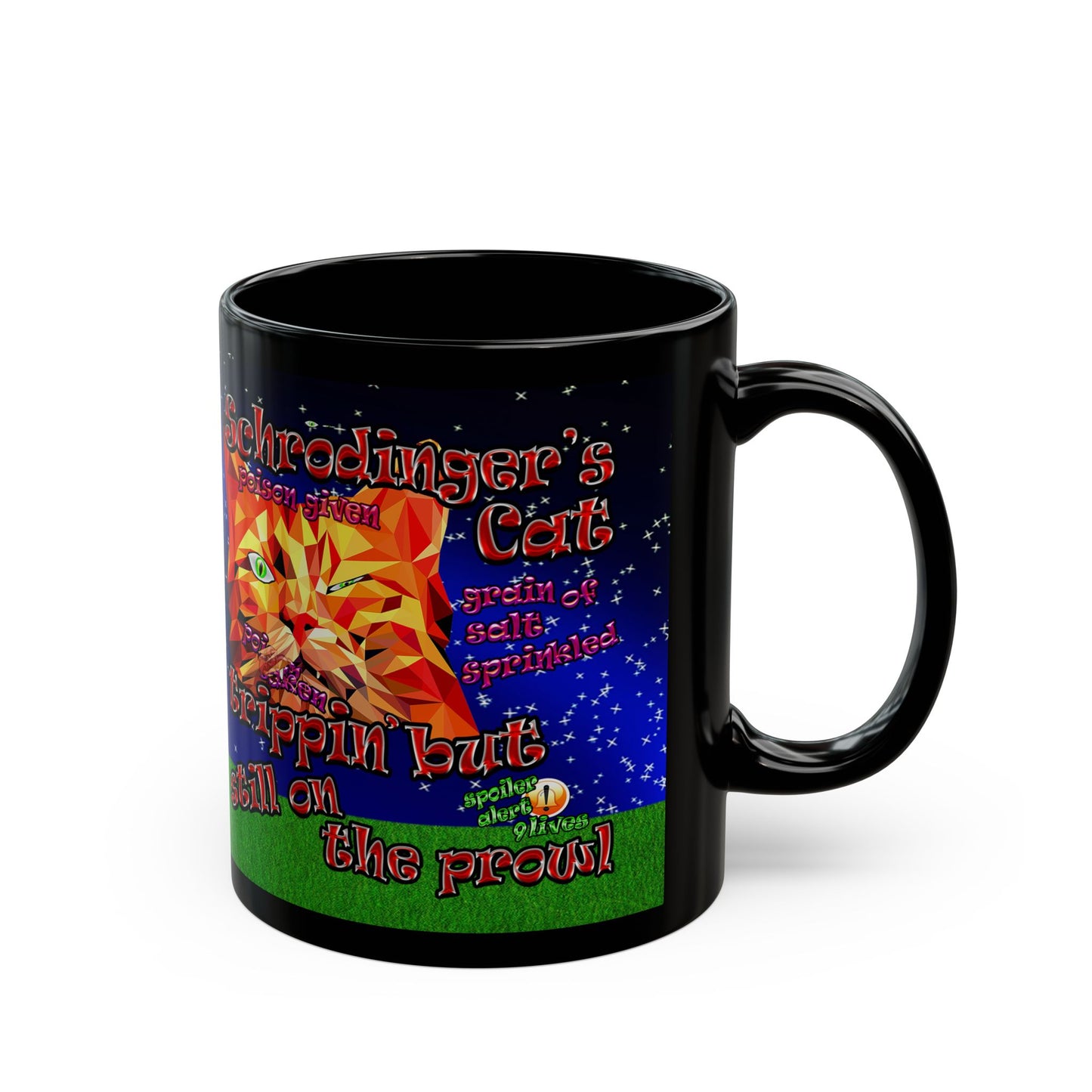 schrodinger's cat - Black Mug ('snoops' background)