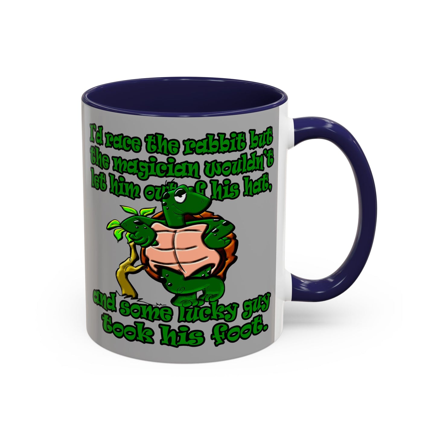 turtle race - Accent Mug (light grey)