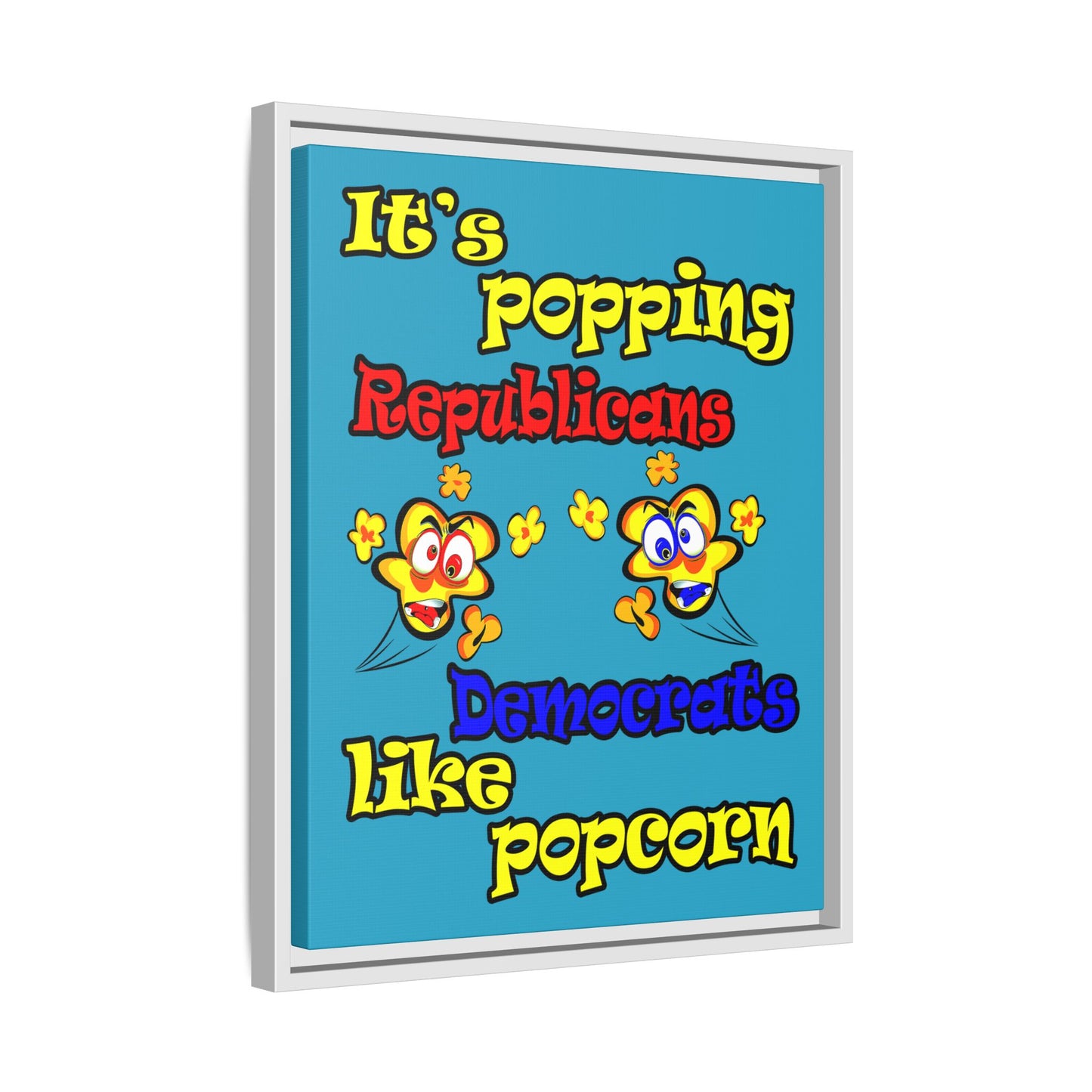 popping like popcorn - framed canvas art (turquoise)