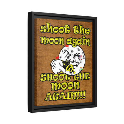 shoot the moon again - framed canvas art (brown papyrus)