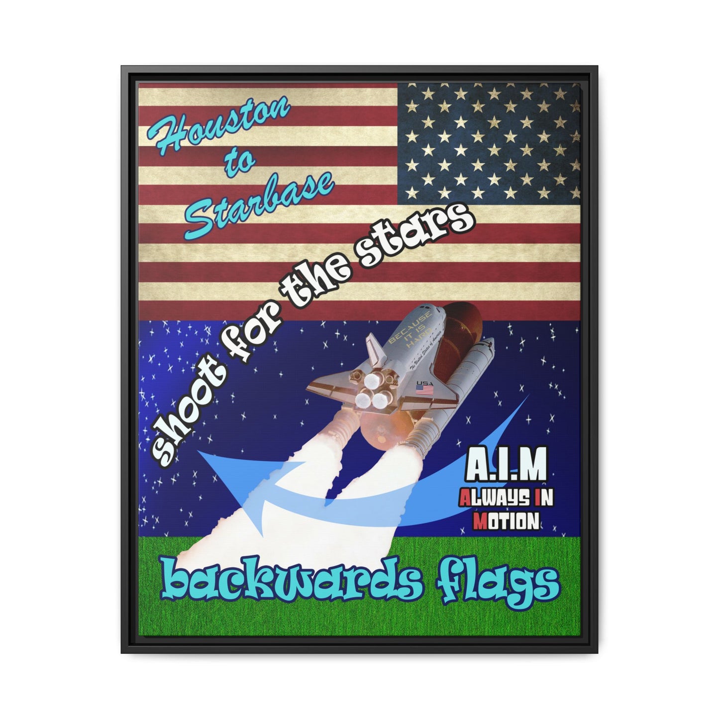shoot for the stars - framed canvas art ('snoops' background)