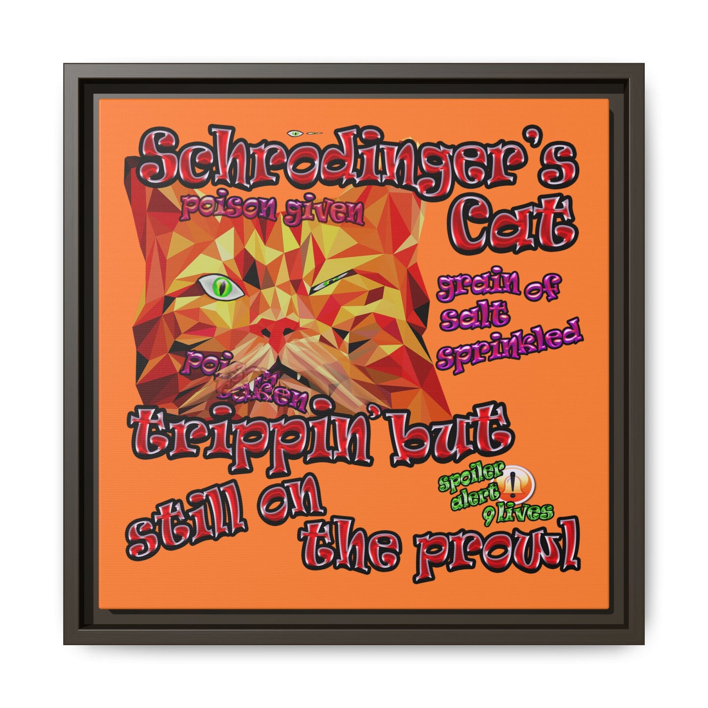schrodinger's cat - framed canvas art (crusta)