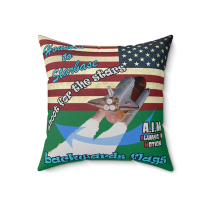 shoot for the stars - Spun Polyester Square Pillow - (dark green)