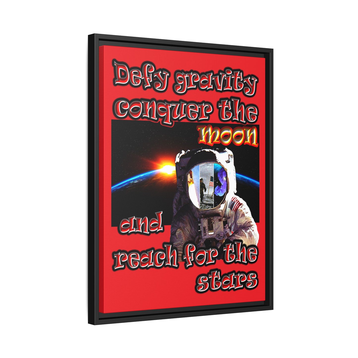 defy conquer reach - framed canvas art (red)