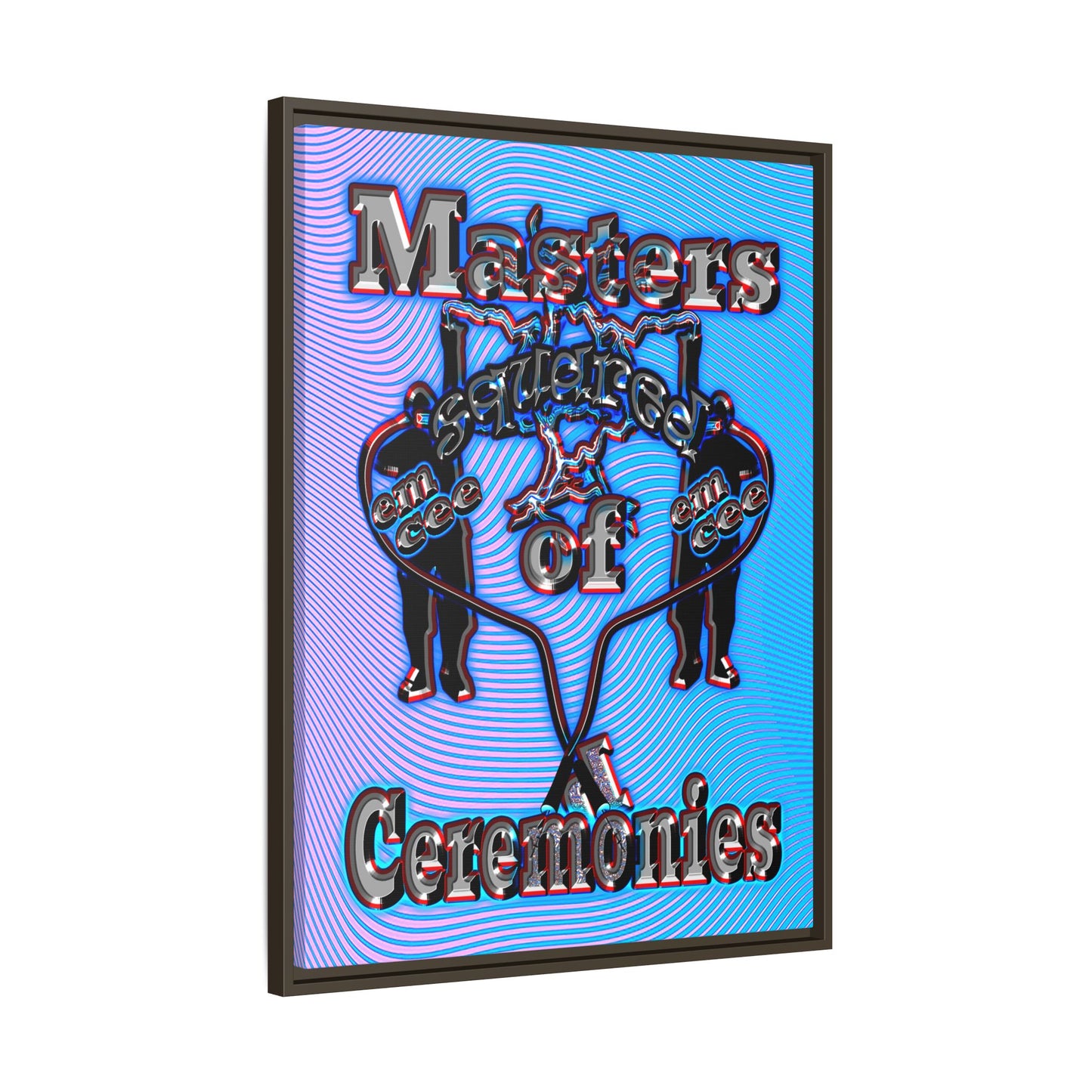 em cee squared - framed canvas art (light blue-purple wave)
