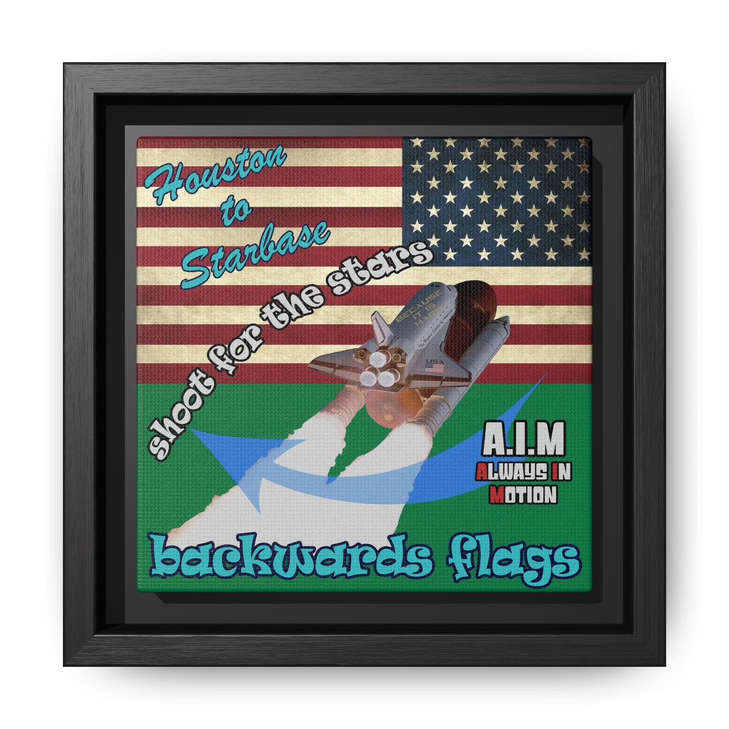 shoot for the stars - framed canvas art (dark green)