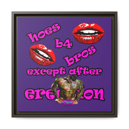 hoes b4 bros - framed canvas art (purple)