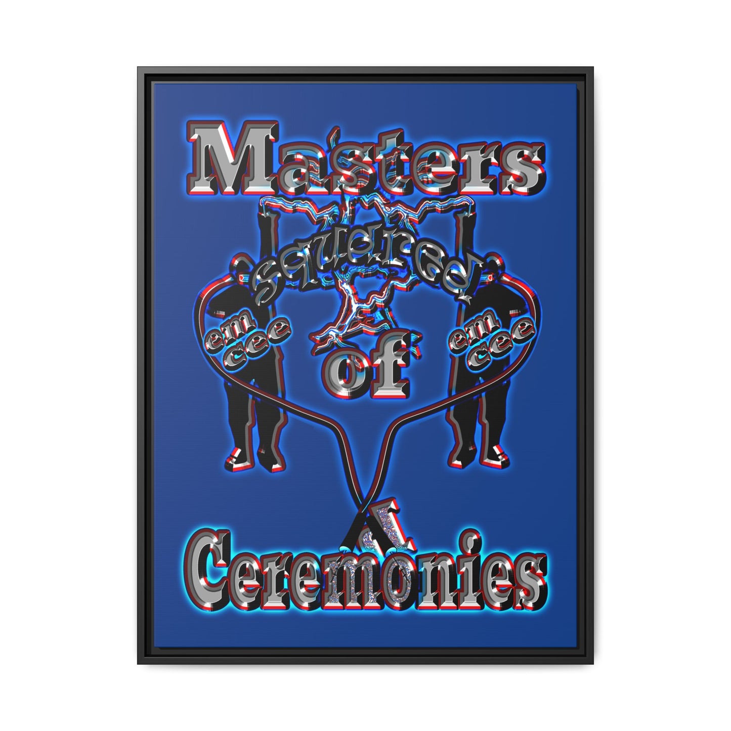 em cee squared - framed canvas art (dark blue)