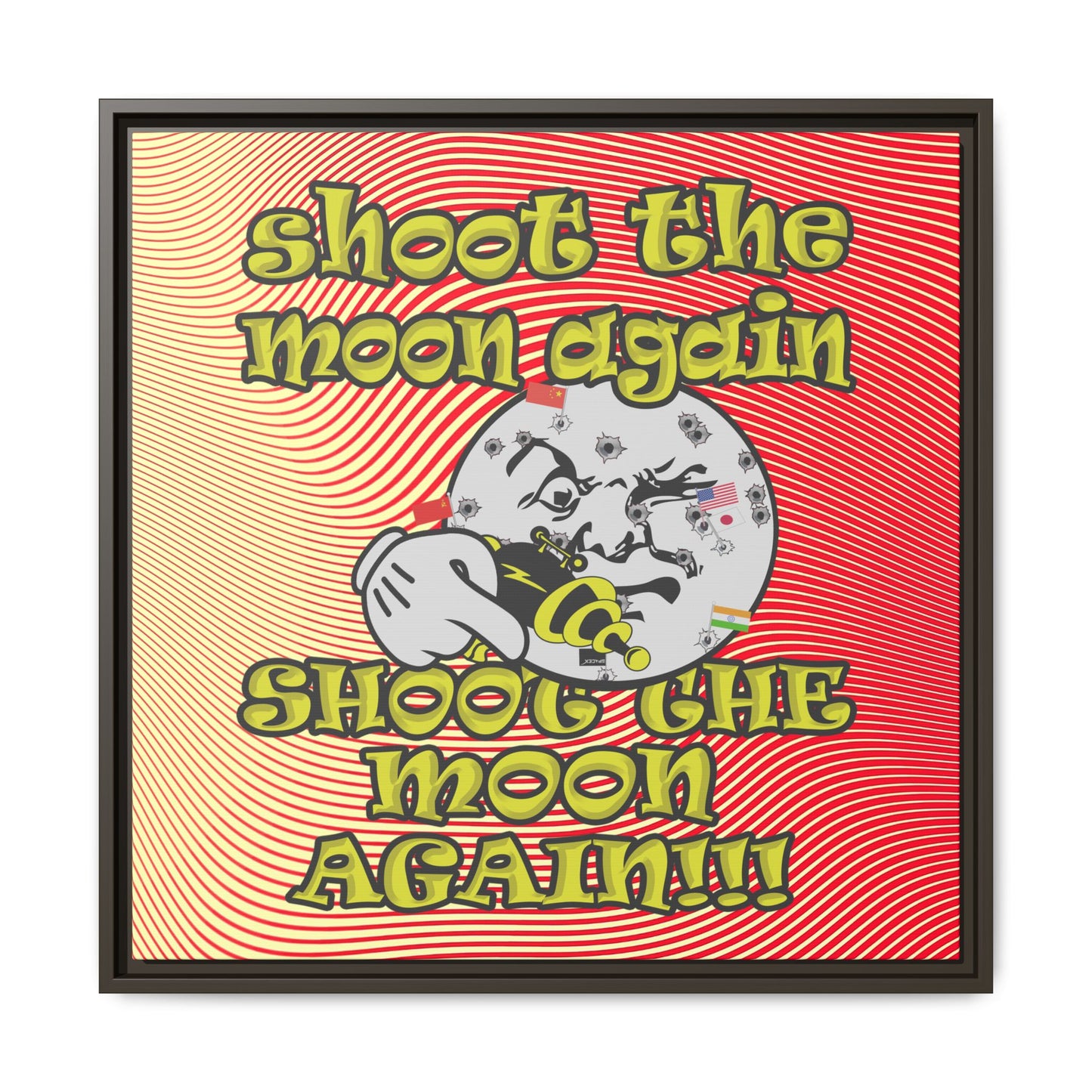 shoot the moon again - framed canvas art (yellow-orange wave)