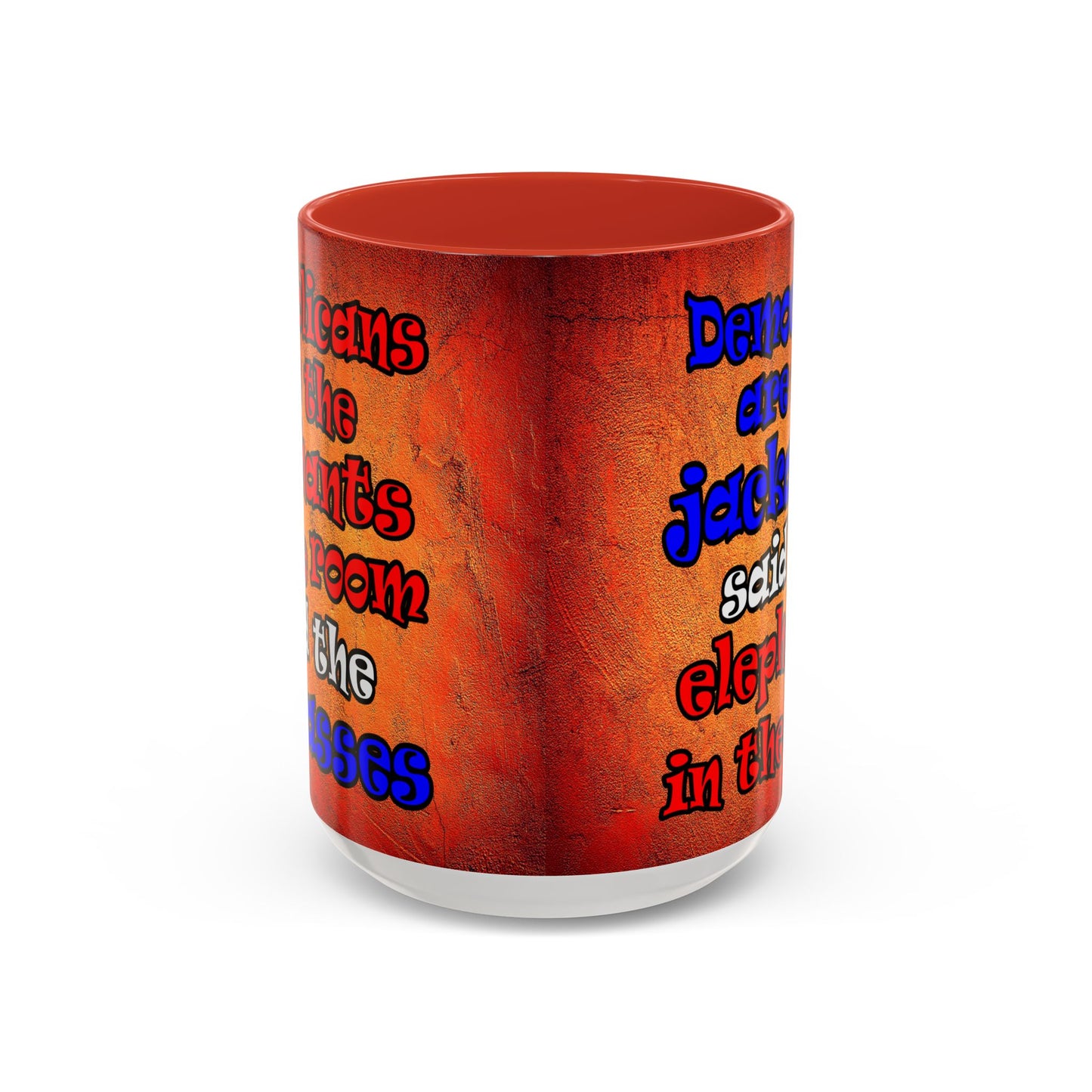 donkeys and elephants - Accent Mug (burnt orange)