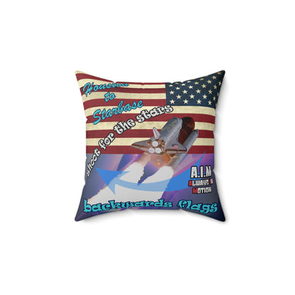 shoot for the stars - Spun Polyester Square Pillow - (grey-pink wave)