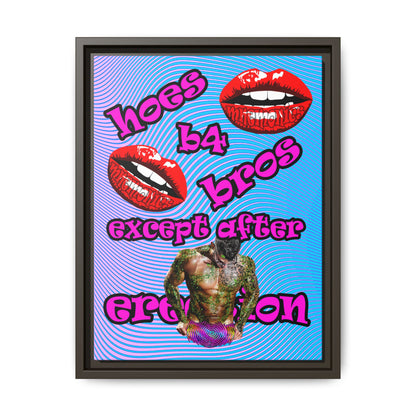 hoes b4 bros - framed canvas art (light blue-purple wave)