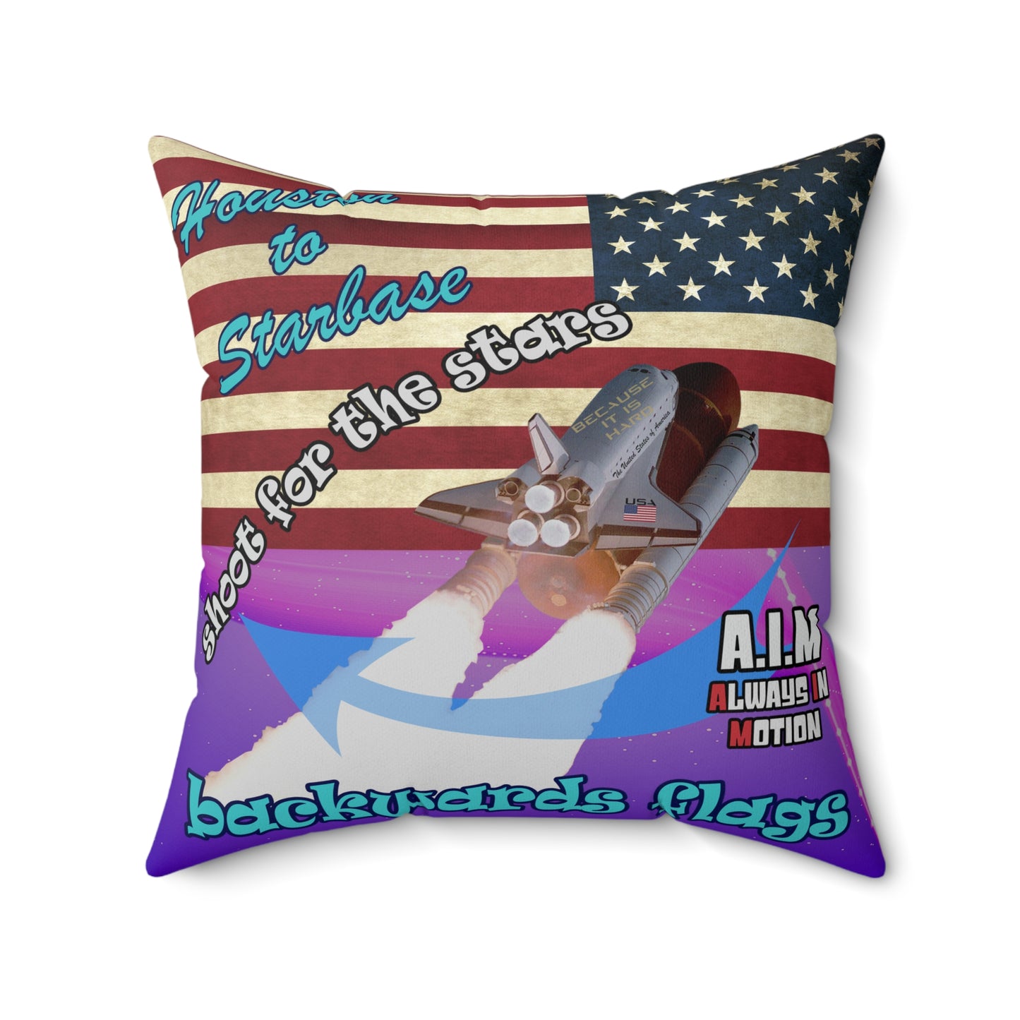 shoot for the stars - Spun Polyester Square Pillow - (purple-pink wave)