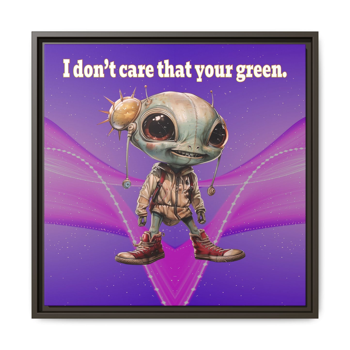 I don't care that your green - framed canvas art (purple-pink wave)