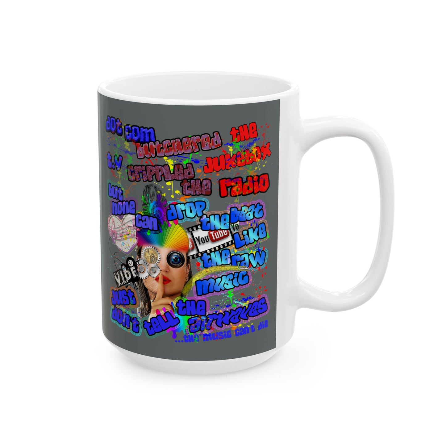 drop the beat - White Mug (dark grey)