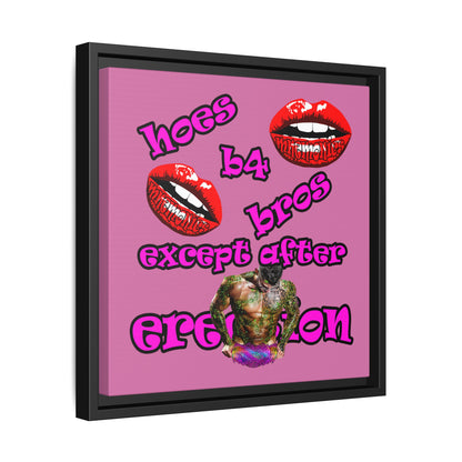 hoes b4 bros - framed canvas art (light pink)