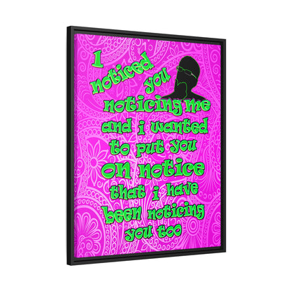 noticed you noticing - framed canvas art (pink swirl)
