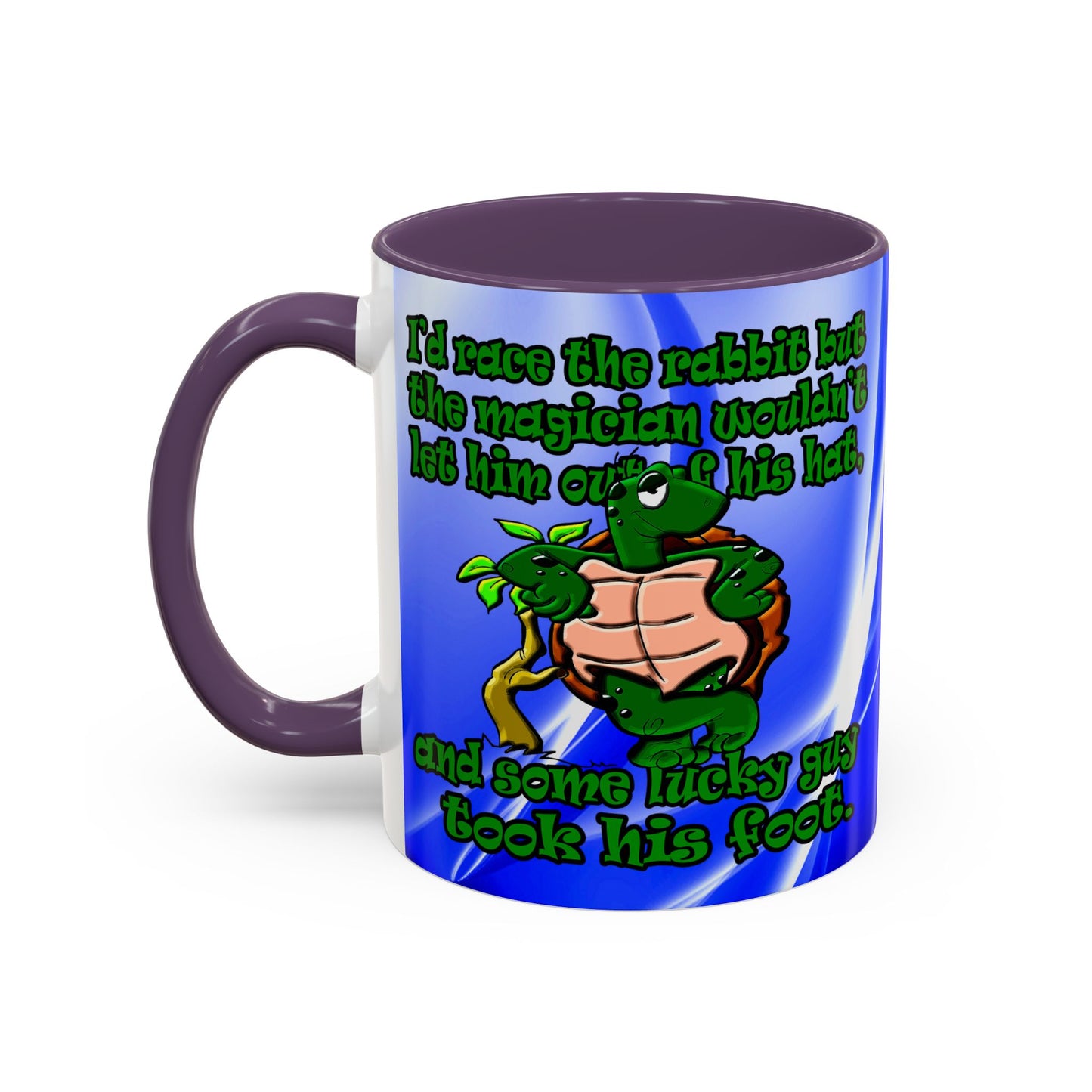 turtle race - Accent Mug (blue-white wave)