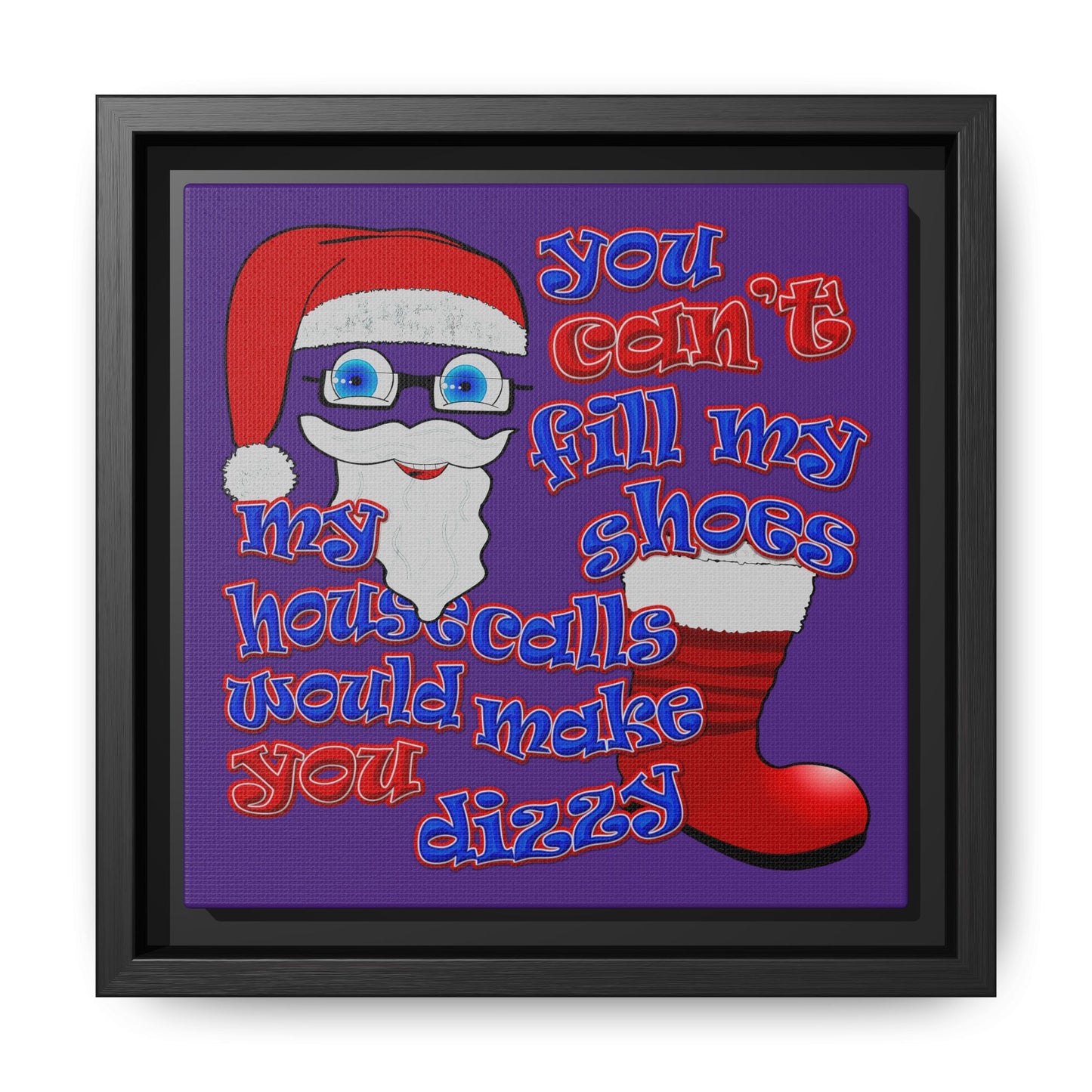 santa's shoes - framed canvas art (purple)