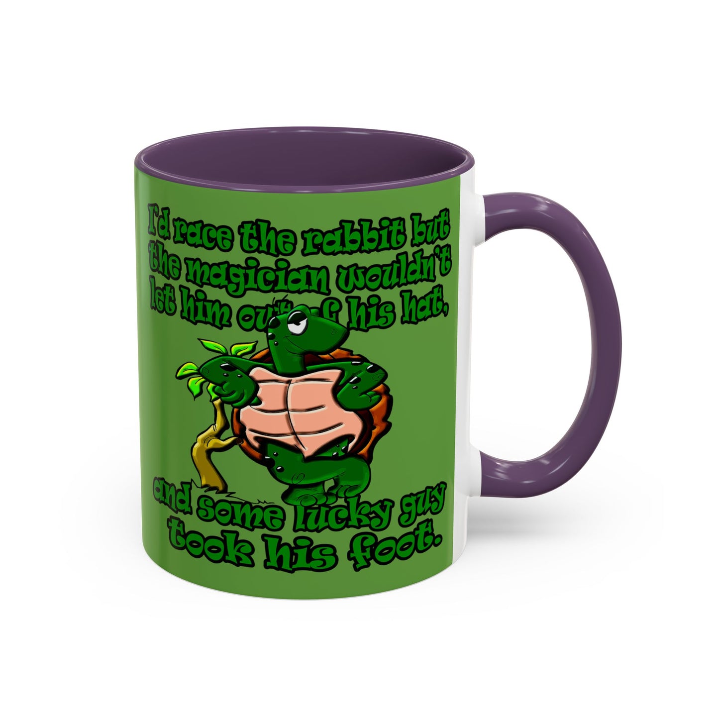 turtle race - Accent Mug (green)