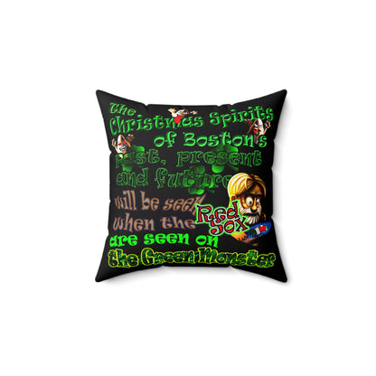 christmas spirits of boston - Faux Suede Square Pillow - (black)