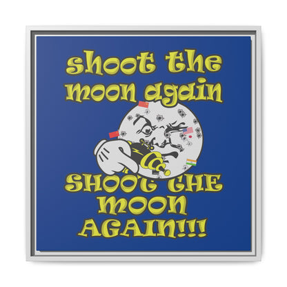 shoot the moon again - framed canvas art (dark blue)