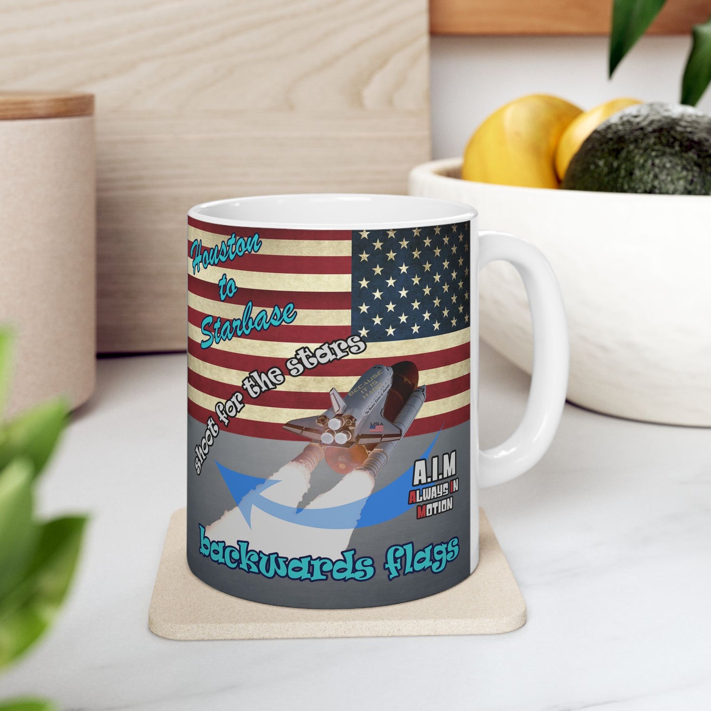 shoot for the stars - White Mug (grey-light grey)