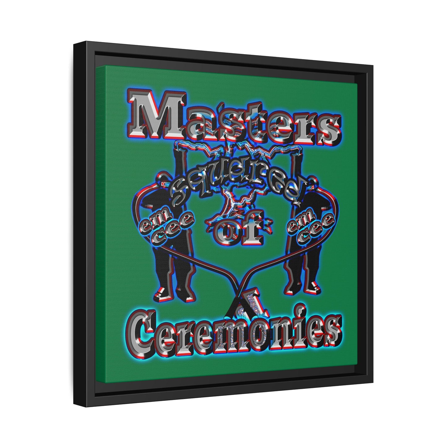 em cee squared - framed canvas art (dark green)