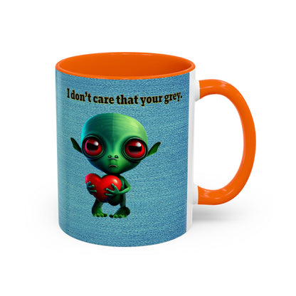 I don't care that your grey - Accent Mug (faded blue)