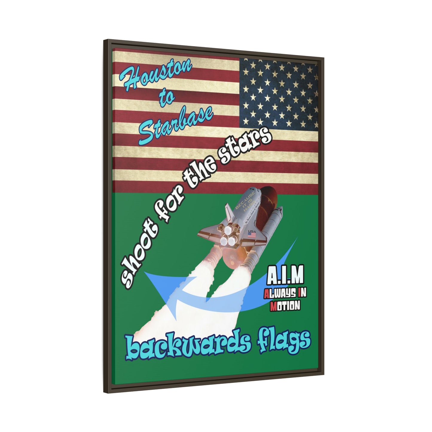 shoot for the stars - framed canvas art (dark green)