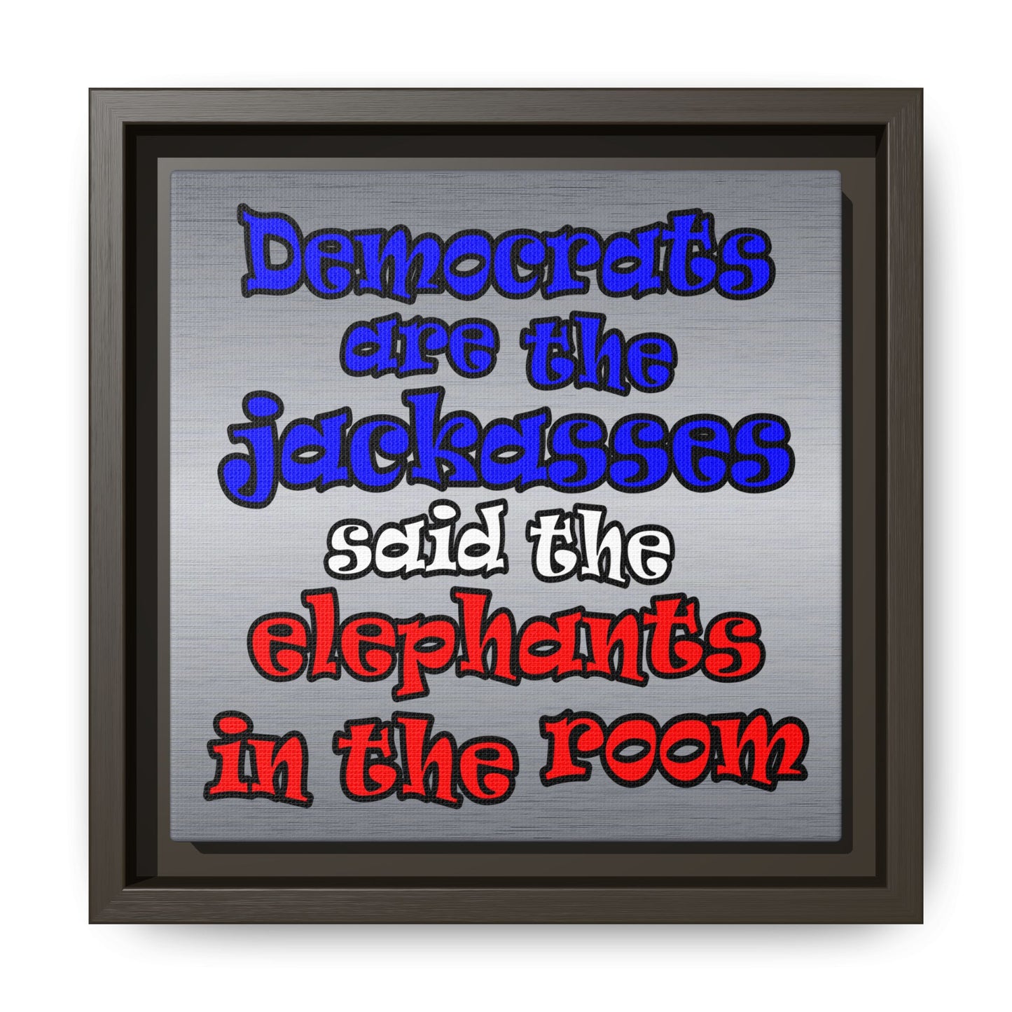 donkeys and elephants - framed canvas art (brushed nickel)