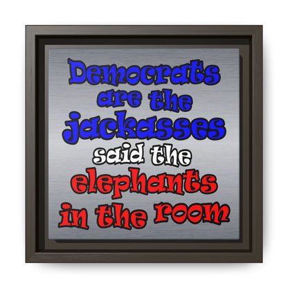 donkeys and elephants - framed canvas art (brushed nickel)