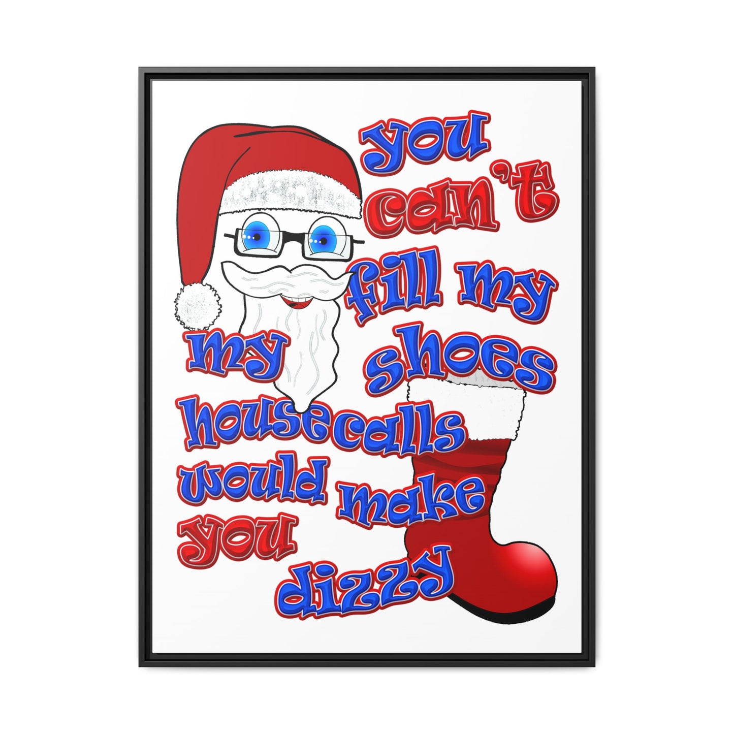 santa's shoes - framed canvas art (white)
