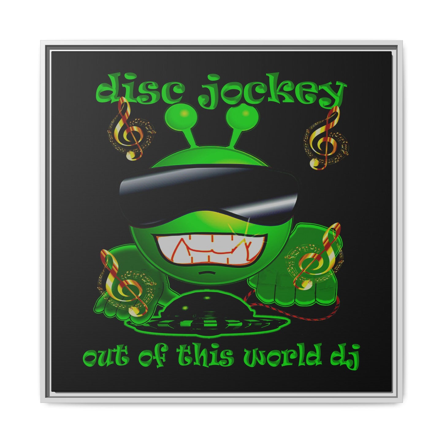 disc jockey - framed canvas art (black)