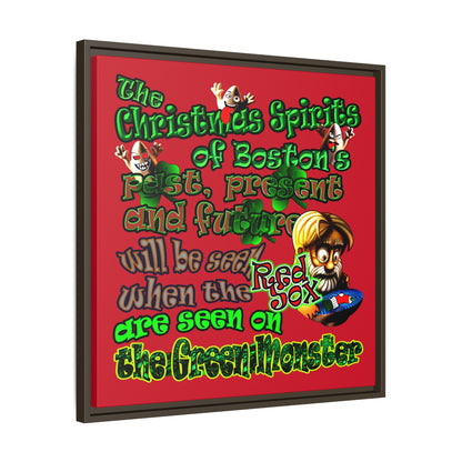 christmas spirits of boston - framed canvas art (dark red)