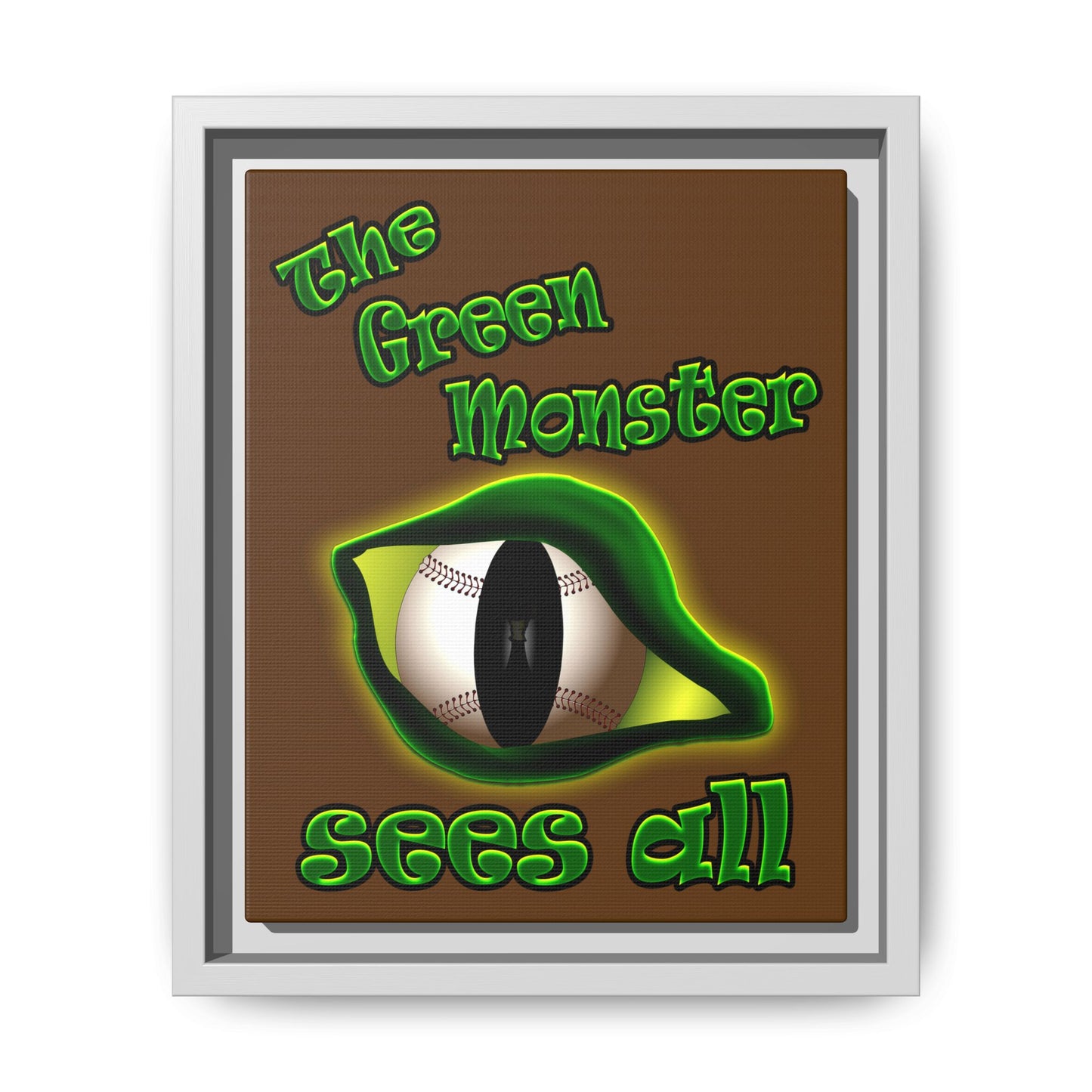 green monster - framed canvas art (brown)