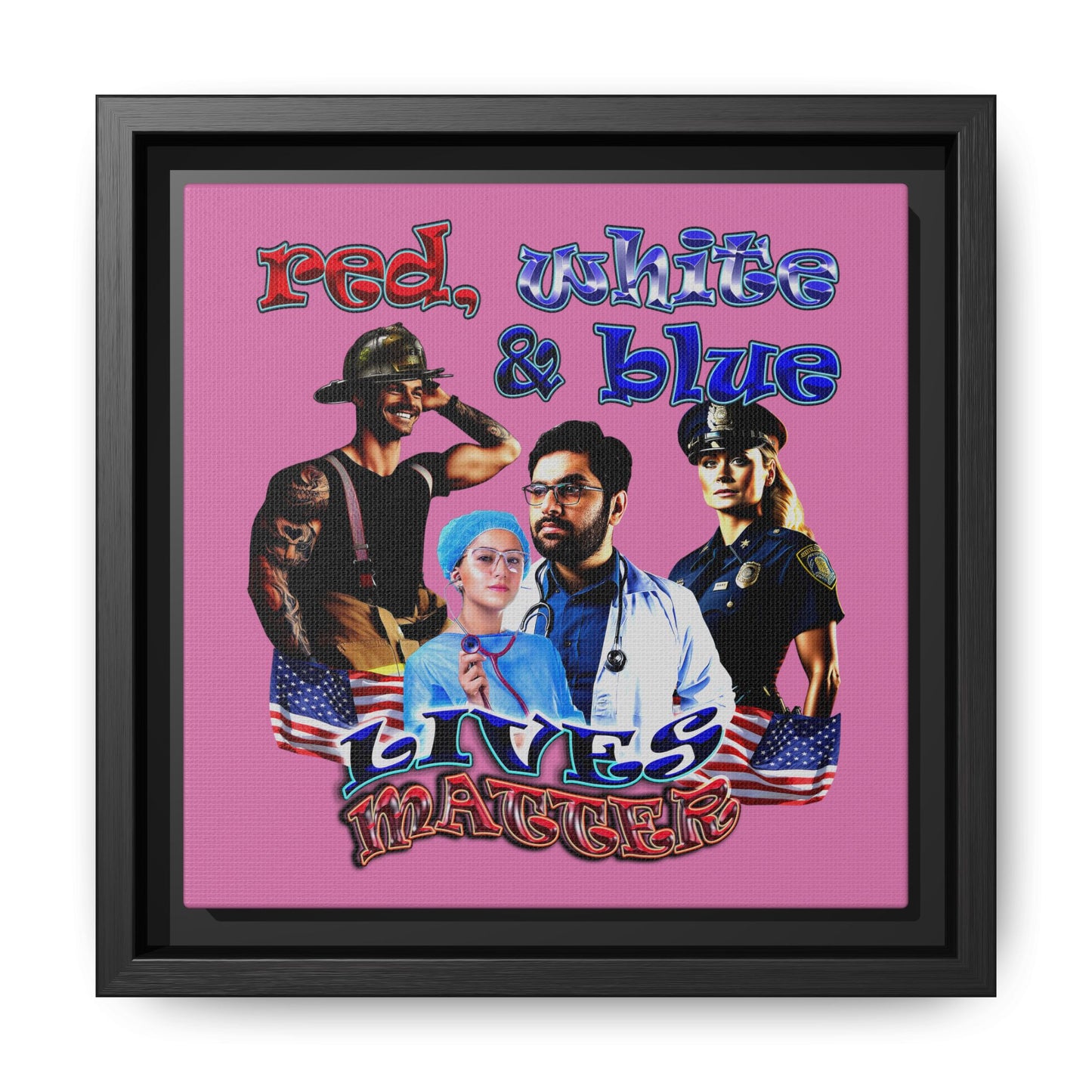 rw&b lives matter - framed canvas art (light pink)