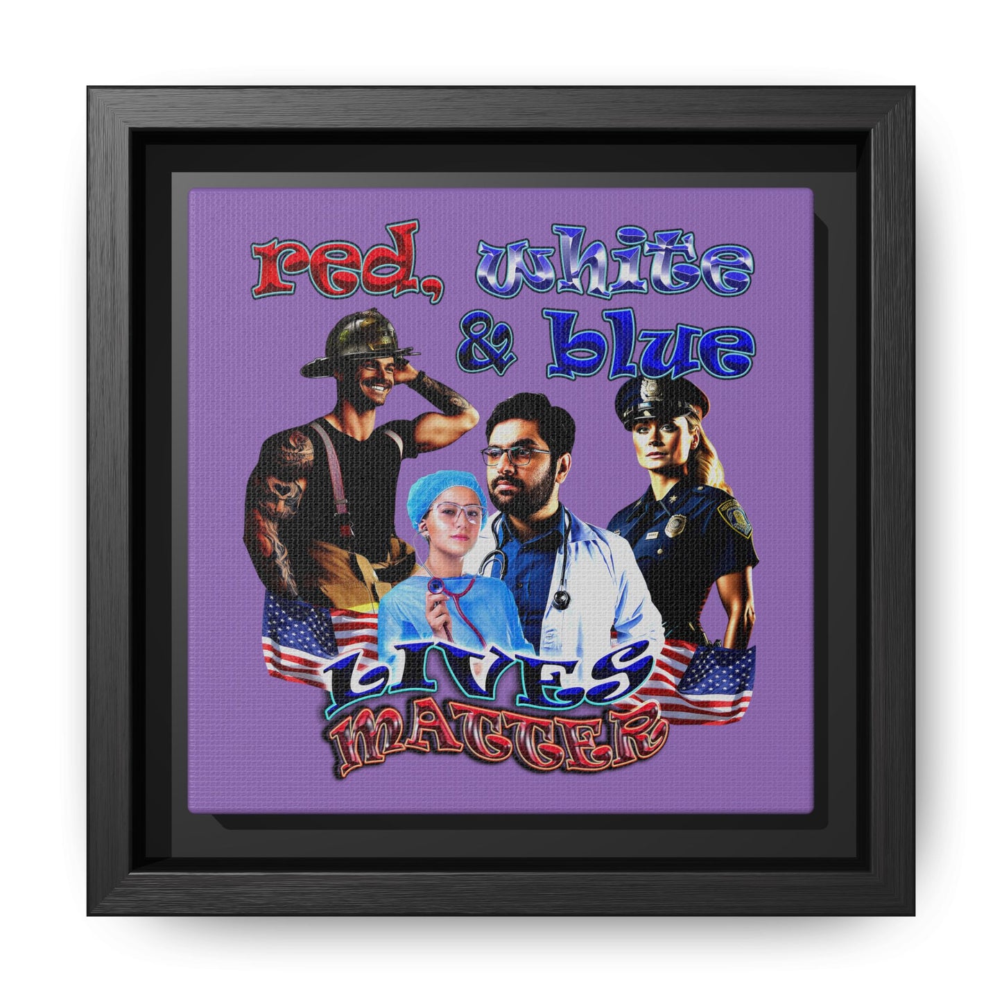 rw&b lives matter - framed canvas art (light purple)