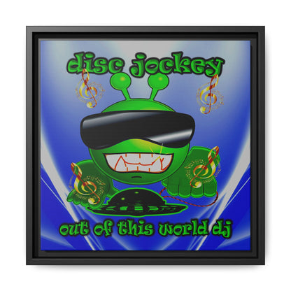 disc jockey - framed canvas art (blue-white wave)