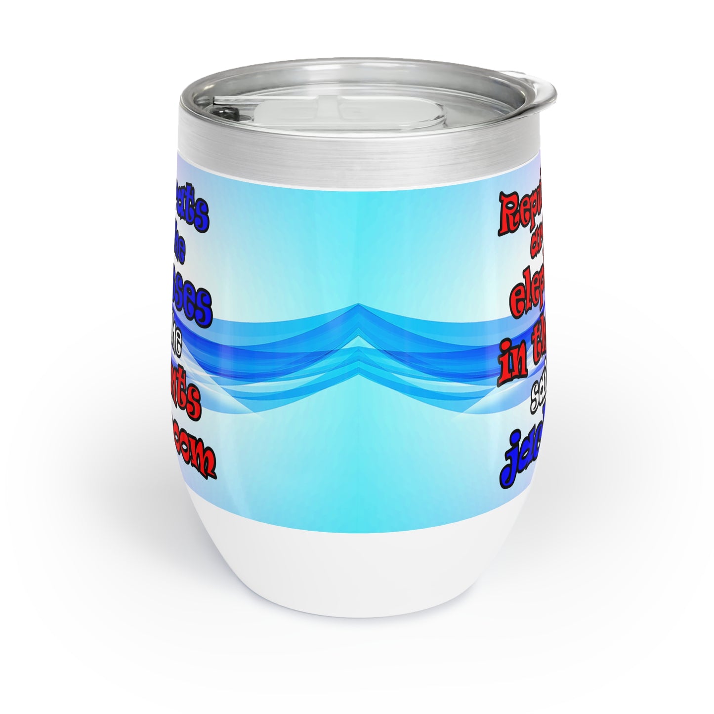 donkeys and elephants - Chill Wine Tumbler (light blue-pink wave)