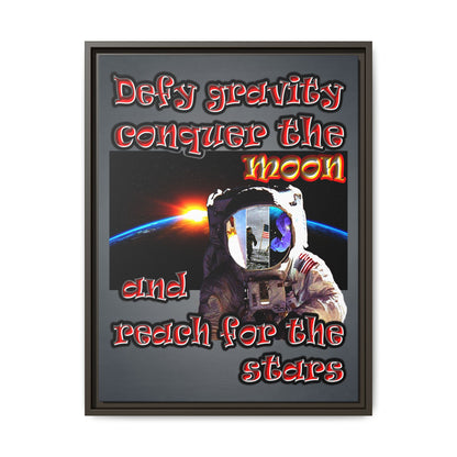 defy conquer reach - framed canvas art (grey-light grey)