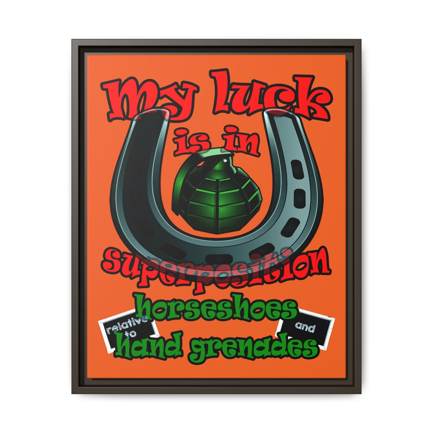my luck - framed canvas art (orange)