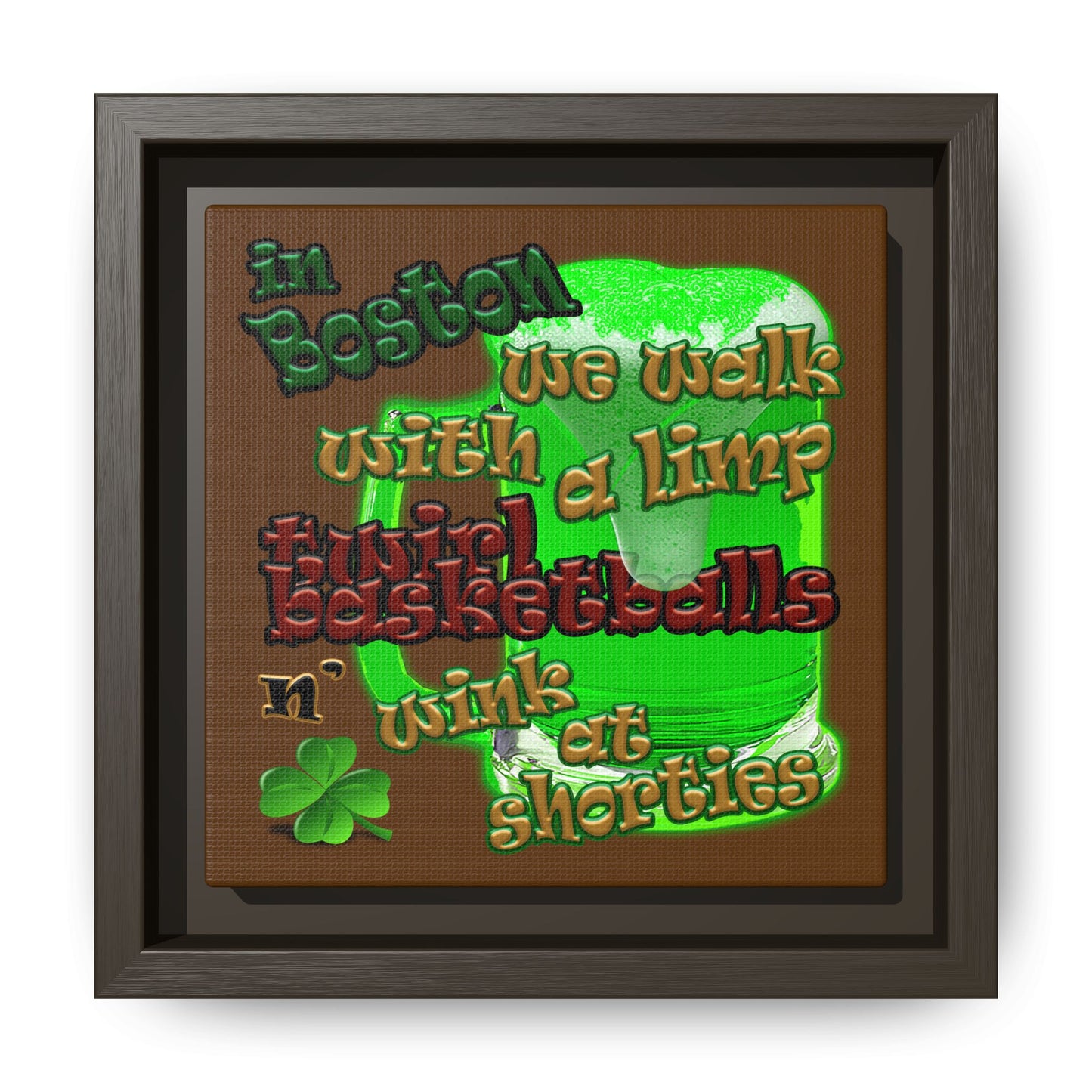celtics logo - framed canvas art (brown)