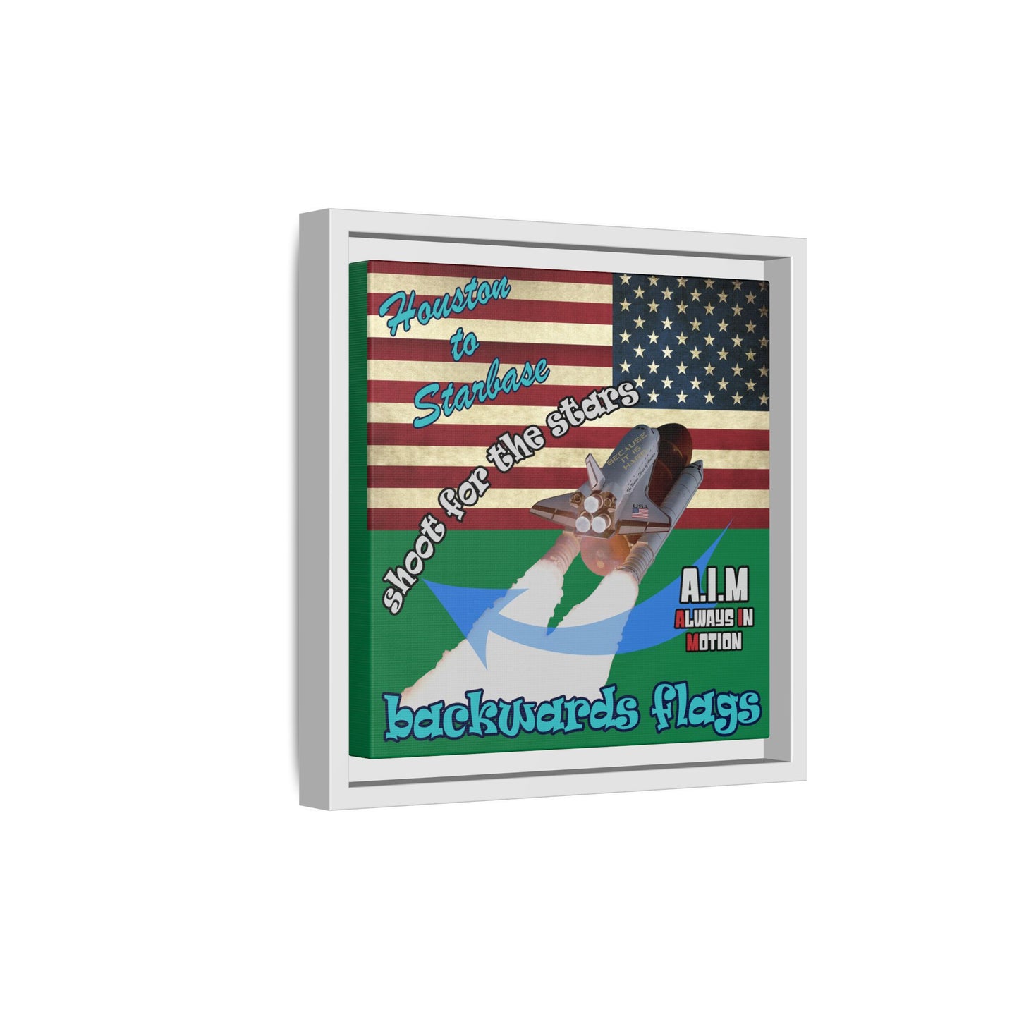 shoot for the stars - framed canvas art (dark green)