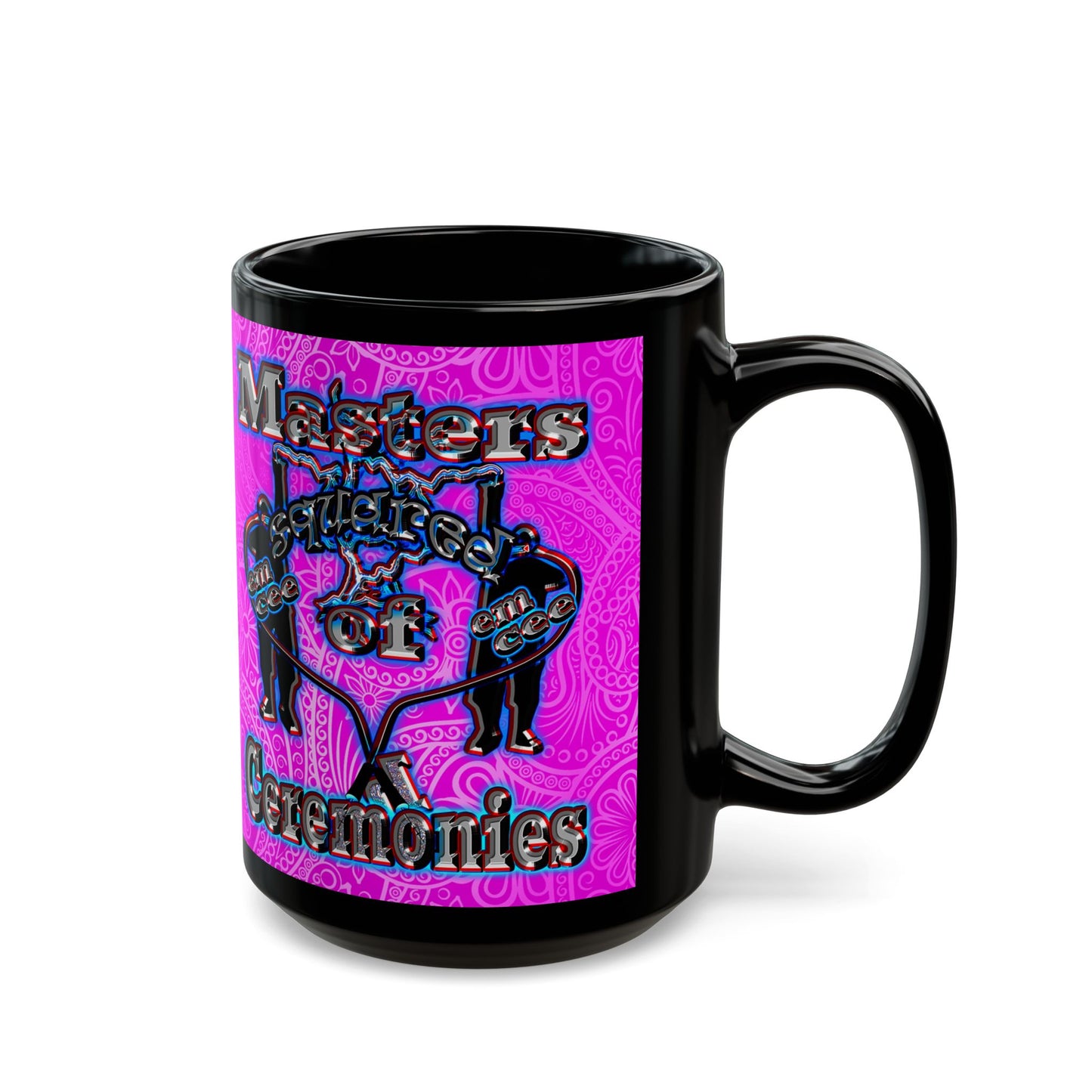 em cee squared - Black Mug (pink swirl)