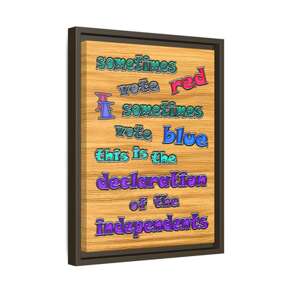 declaration of the independents - framed canvas art (butterscotch wood finish)