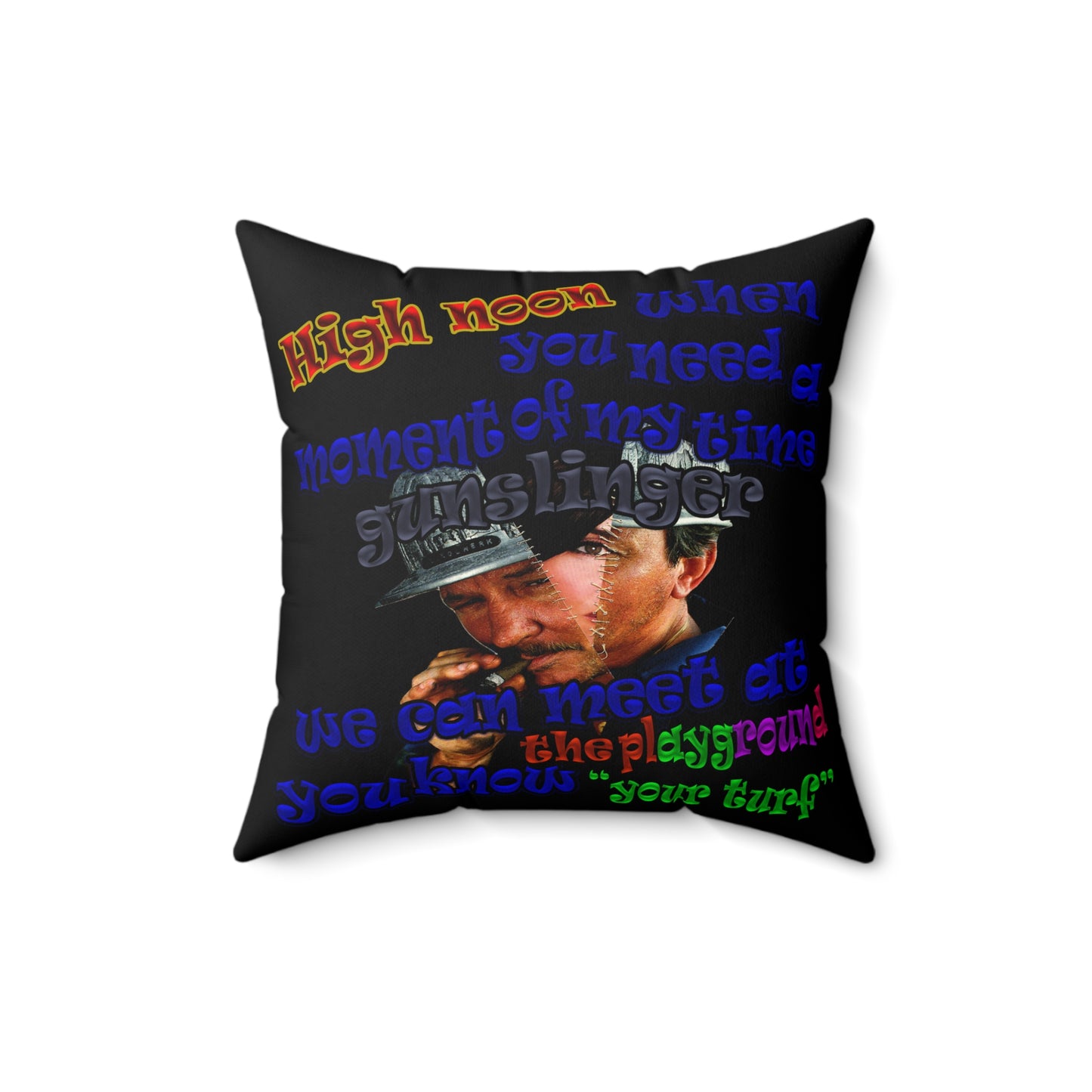 high noon - Faux Suede Square Pillow - (black)