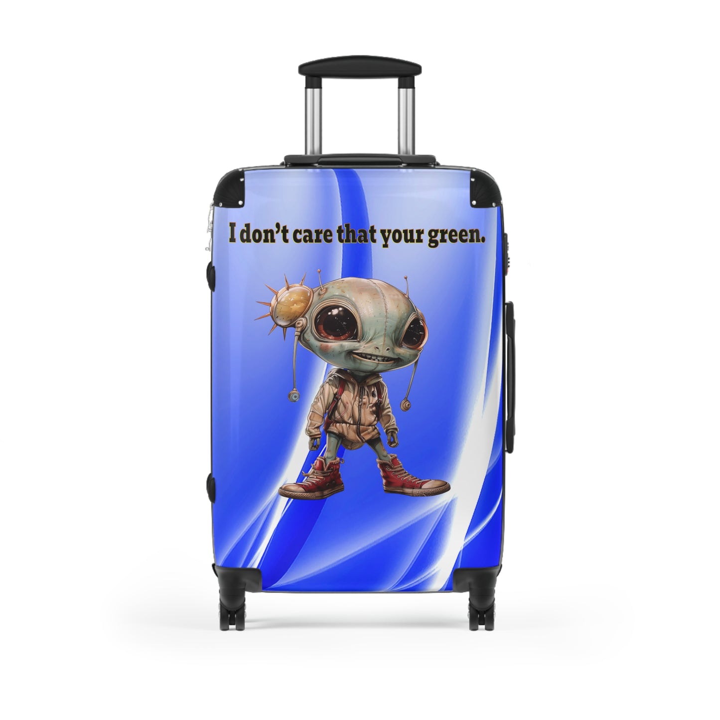 I don't care that your green - Suitcase (blue-white wave)